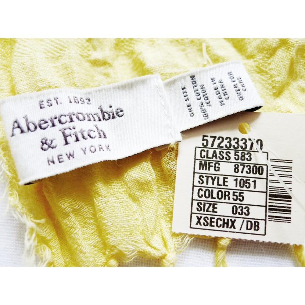 NEW ABERCROMBIE & FITCH Light Weight Checkered/Plaid Fringe Scarf 27.5 x 92 - Picture 2 of 3